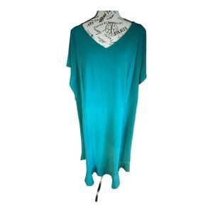 NWOT IssacMizeahive Long Swing Dress w/Ruffle Hem Sz 2XP Teal Green